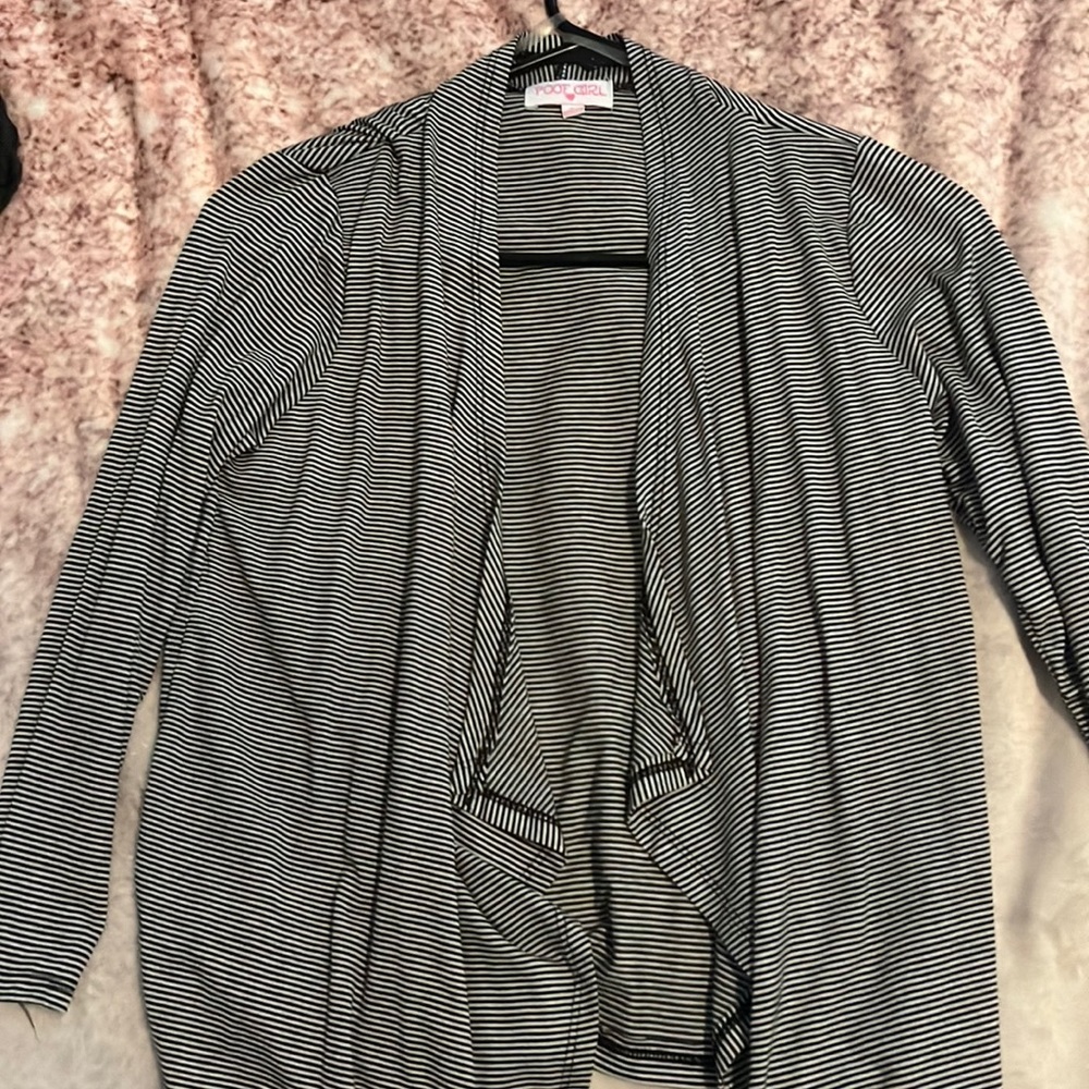 Black and white striped cardigan